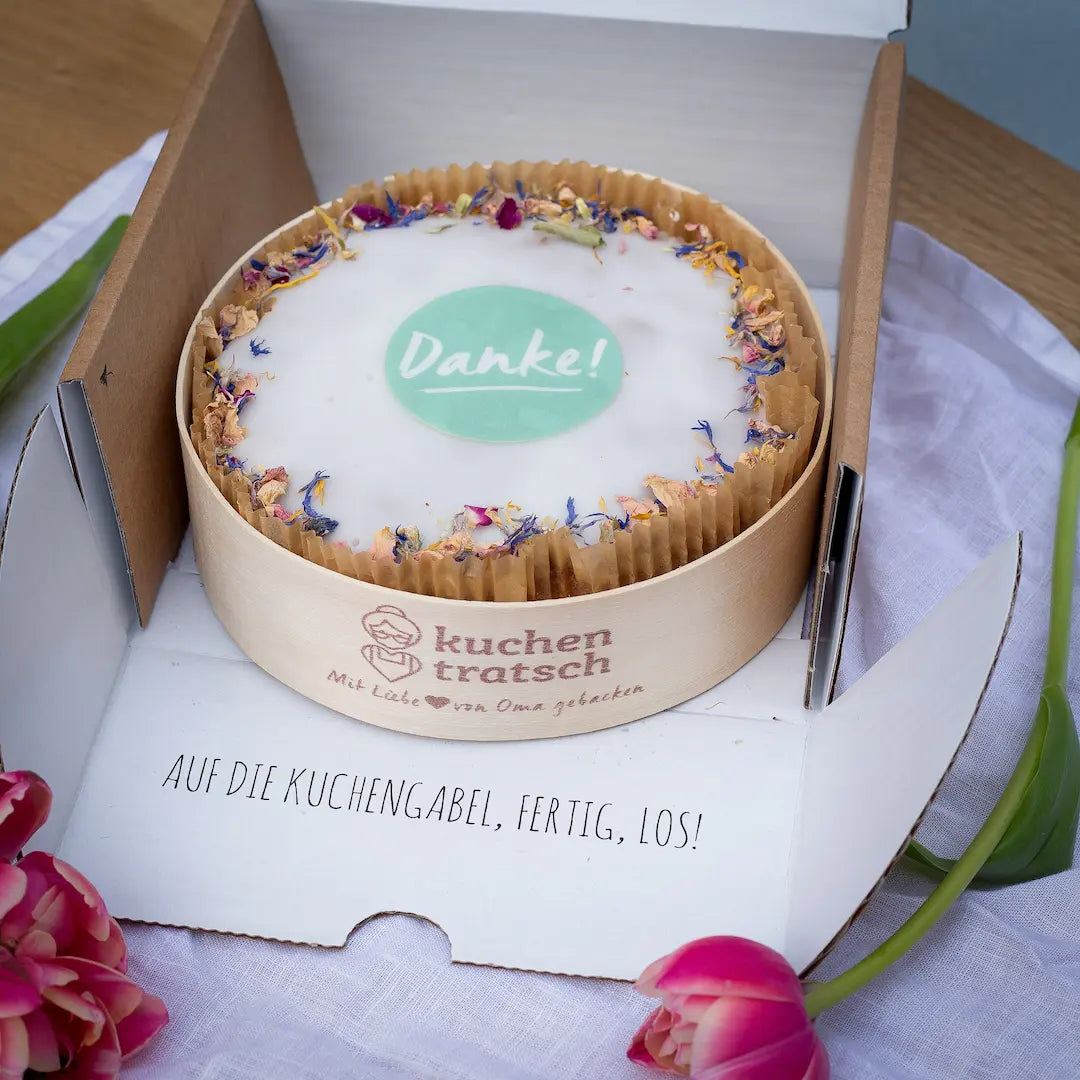 Danke Kuchen von Oma Irmgard von Kuchentratsch im Versandkarton